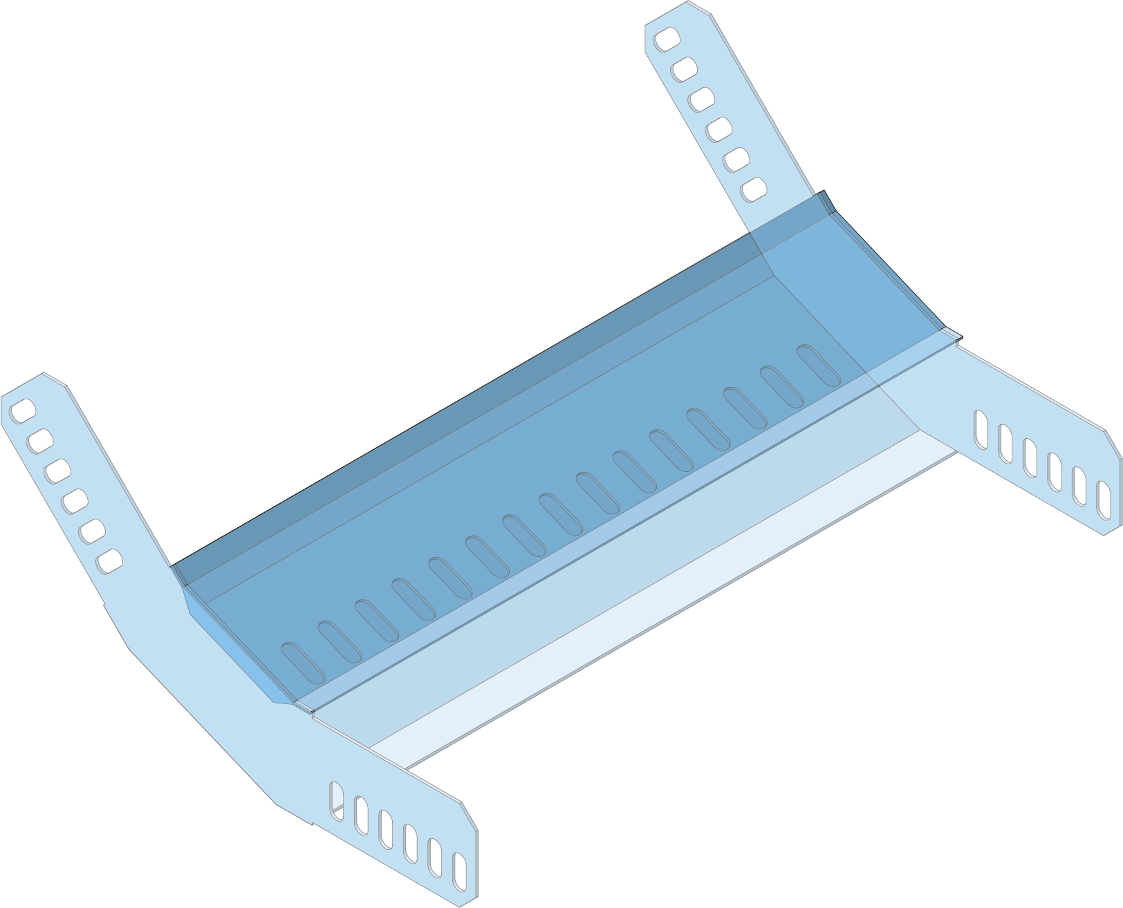 Deksel Stijgstuk 45° Kabelgoot ECTIR-45 600mm RVS304